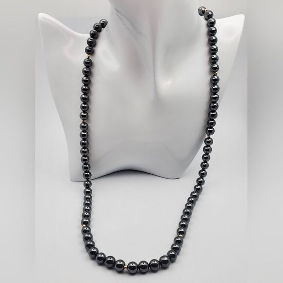 14k gold black pearl necklace 14k gold beading detail ✨️ ‎ N1902 stunning 😍